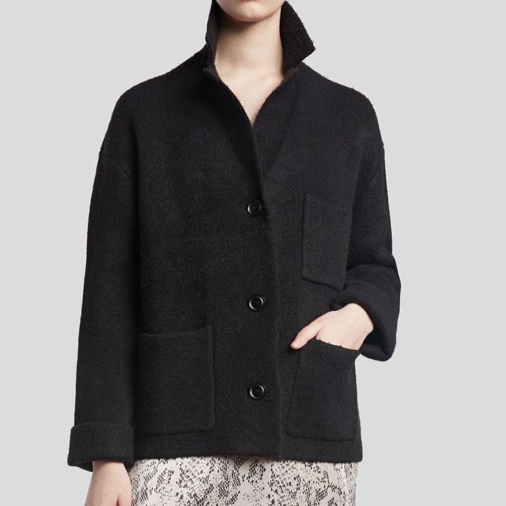 ATM - Large Oversize - Novelty Blend Sweater Jacket (Coatigan) in Black